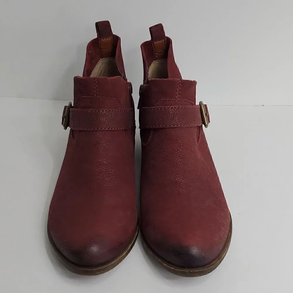 Lucky Brand LK-Boomer Leather Ankle Bootie Ruby Wine Size 7.5 M - Picture 2 of 13